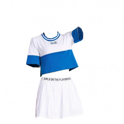 SKCU014 customized football baby Cheerleading Uniform style customized split Cheerleading Uniform style production pleated skirt Cheerleading Uniform style Cheerleading Uniform Center side view